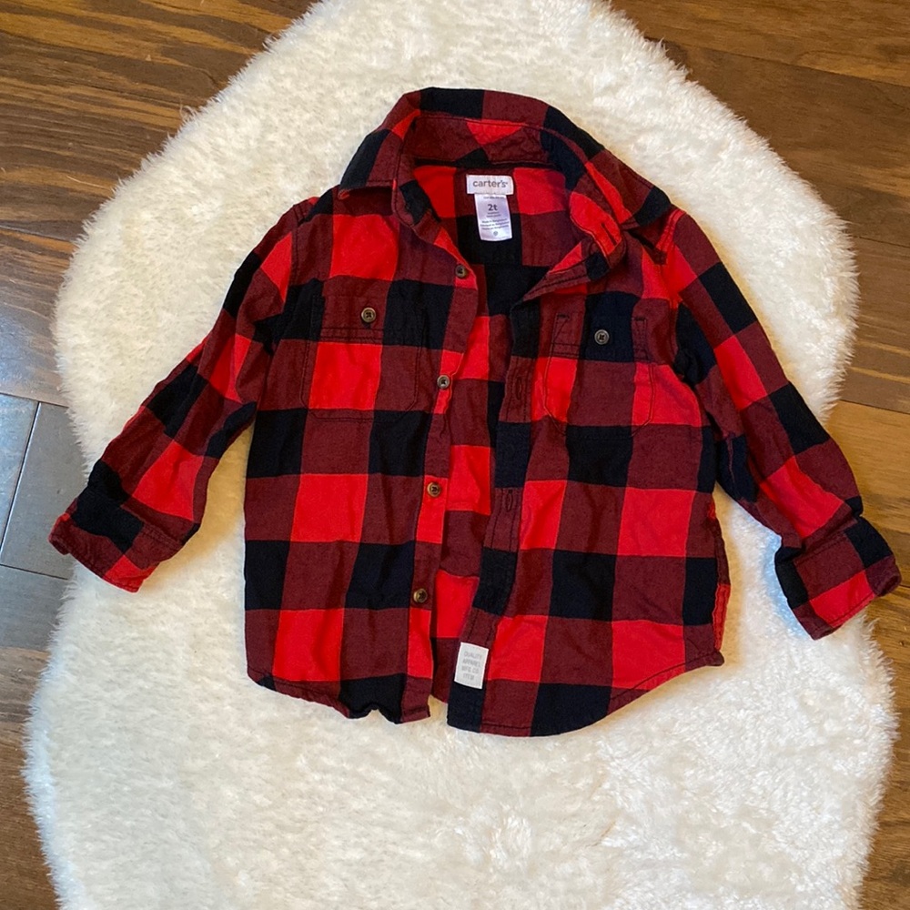 Carters red checkered button down 2t